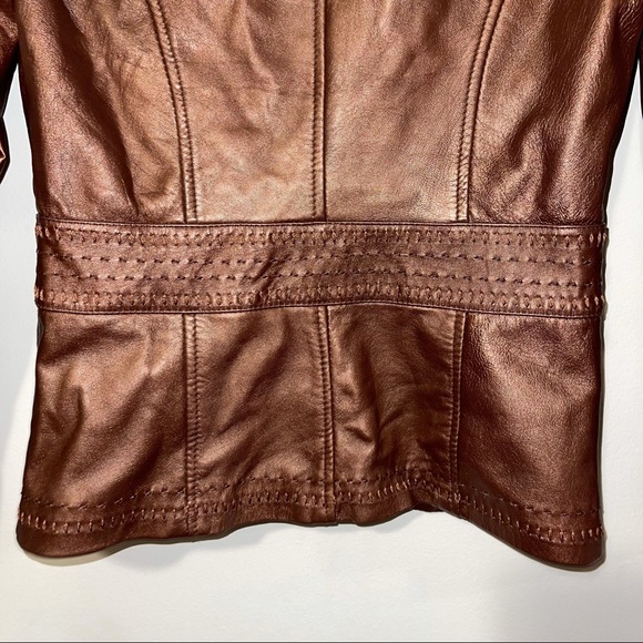 🚨SOLD🚨 CACHE 100% Lamb Leather Bronze Jacket/Blazer - Picture 11 of 13